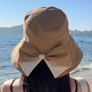 Women's Bowknot Wide Brim Sun Protective Hat