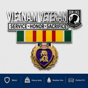 Vietnam Veteran Metal Car Emblem – POW★MIA Tribute Badge 🇺🇸