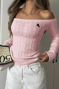 VelourFit – Slim Fit Off-Shoulder Sweater