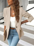 SleekForm – Solid Lapel Collar Office Blazer