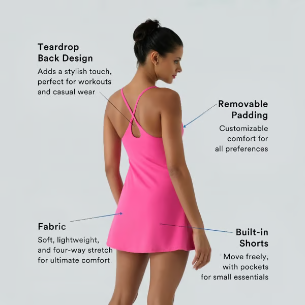 SculptEase – Shaping Backless Sports Dress with Bathroom Friendly Design