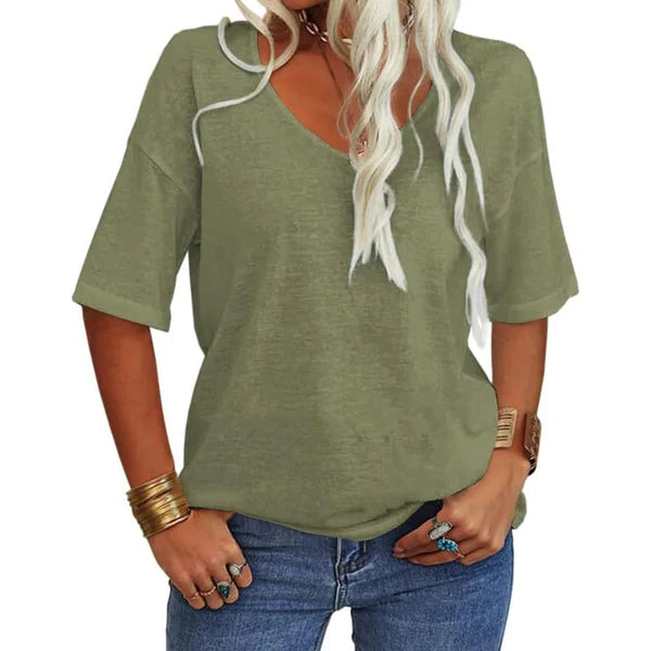EleganTee - Casual V Neck T Shirt for Women