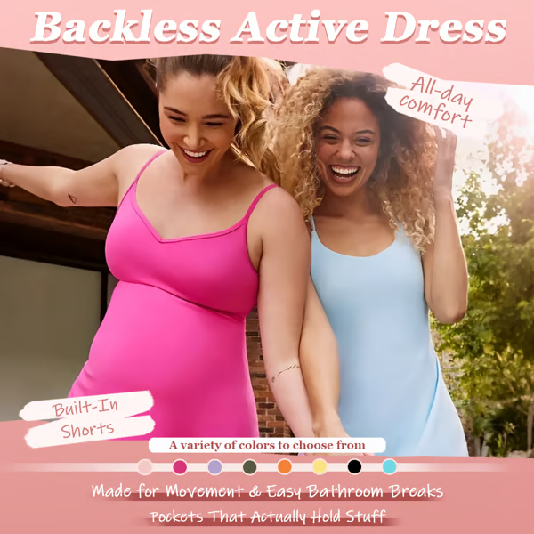 SculptEase – Shaping Backless Sports Dress with Bathroom Friendly Design