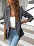 SleekForm – Solid Lapel Collar Office Blazer