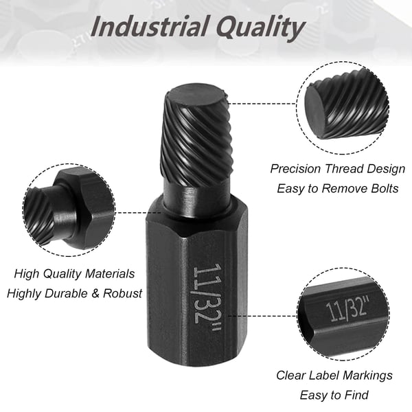 TorqueOut – Professional Broken Bolt Extractor Set - 10-Piece Screw Extractor Kit