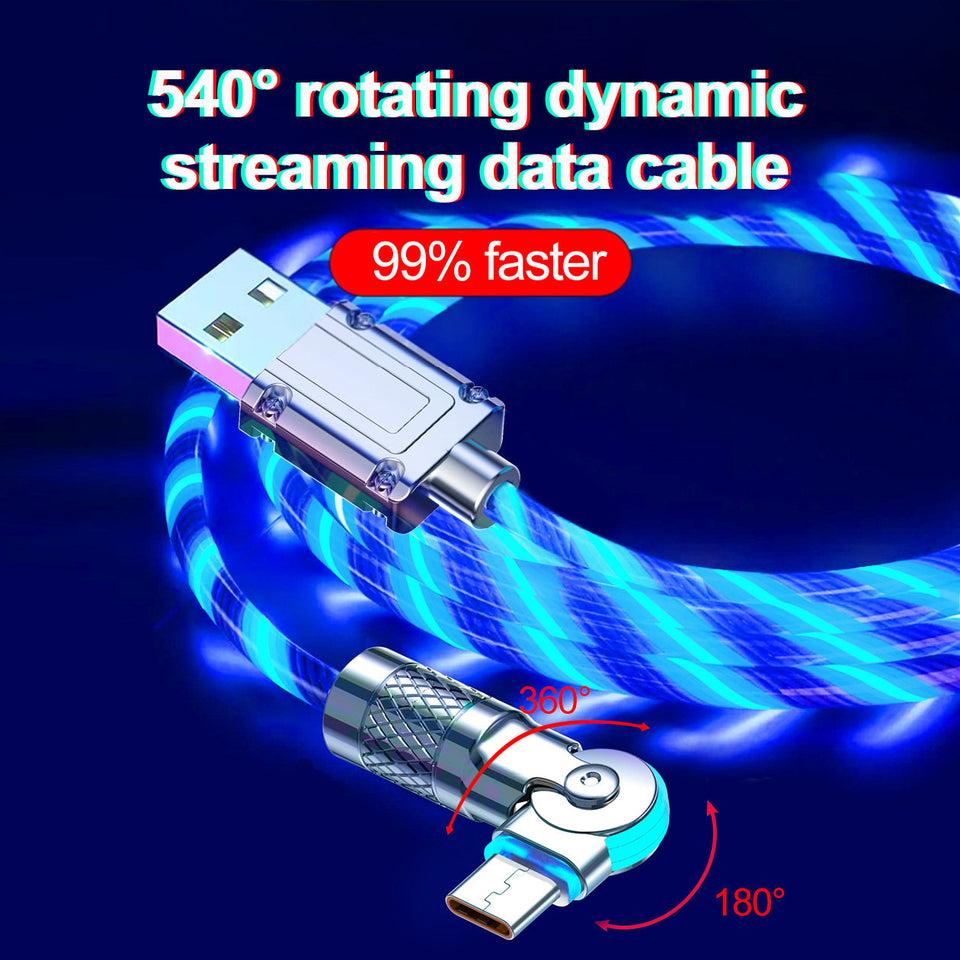 GlowLink - 540° Rotating Fast Charging Cable with Lights