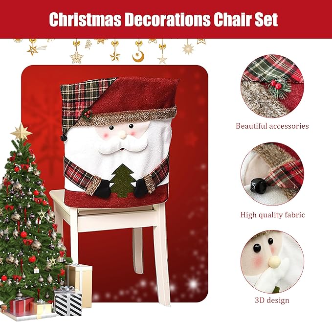 Merry Dining Chair Wraps - Cute Christmas Seat Covers