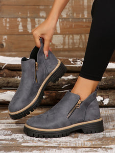 TrendStride – Stylish Solid Color Ankle Boots