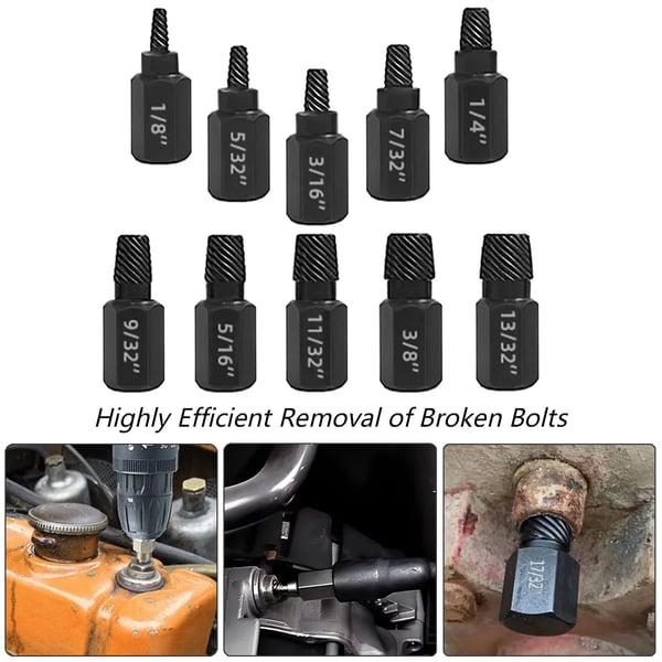 TorqueOut – Professional Broken Bolt Extractor Set - 10-Piece Screw Extractor Kit