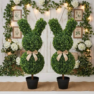 SpringHaven – Decorative 36" Bunny Topiary Set