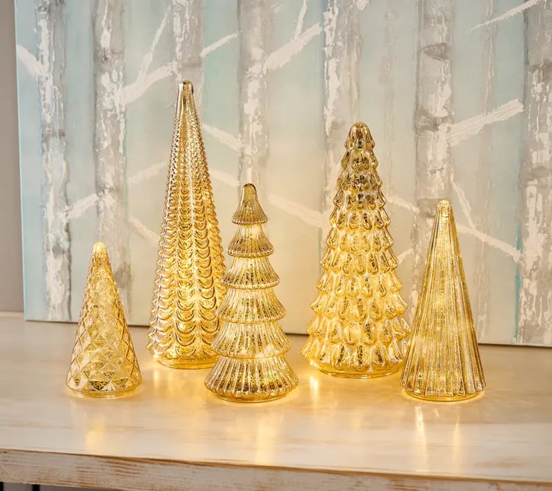 Glacia - Mercury Glass Tree Set | Radiant Festive Centerpiece