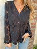 PetalGrace - Buttoned Cutout Embroidered Top