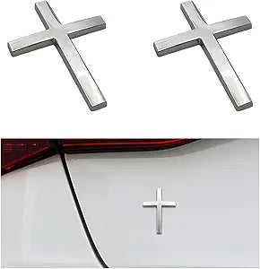 FaithMark – Metal Jesus Cross Emblem Stickers