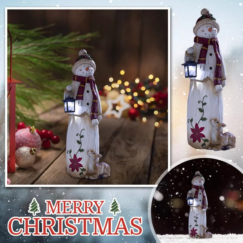 TwinkleFrost | Woodland Snowman with Solar Lantern