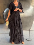 LumiSilk – Classic V Neck Formal Maxi Dress