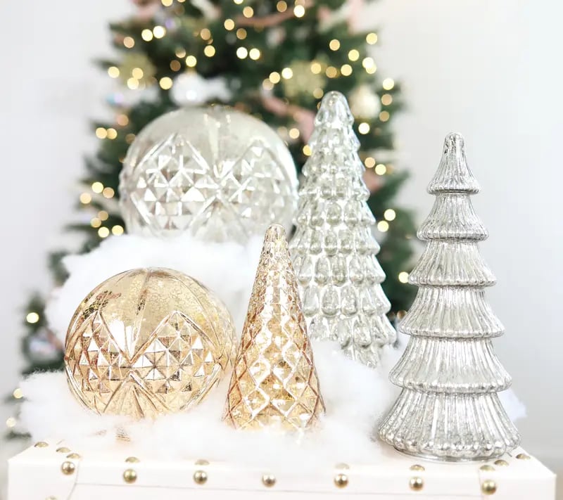 Glacia - Mercury Glass Tree Set | Radiant Festive Centerpiece