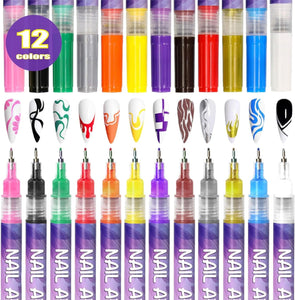 12 Colors - Nail Art Pen Set