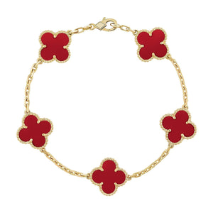 AuraLeaf – Lucky Carnelian Clover Bracelet