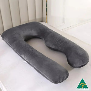 BodyHaven U-shape body pillow colour options shown in grey sky blue and aqua for comfort and style