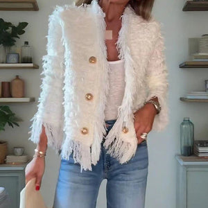 VeloraStyle – Tassel Button Women’s Short Coat