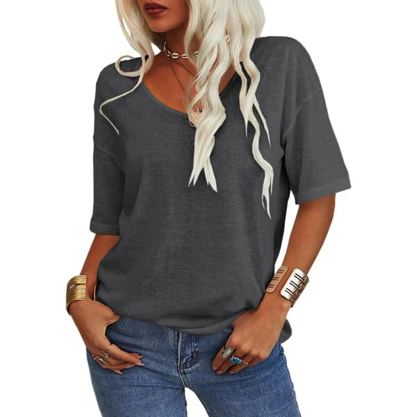 EleganTee - Casual V Neck T Shirt for Women