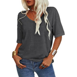 EleganTee - Casual V Neck T Shirt for Women