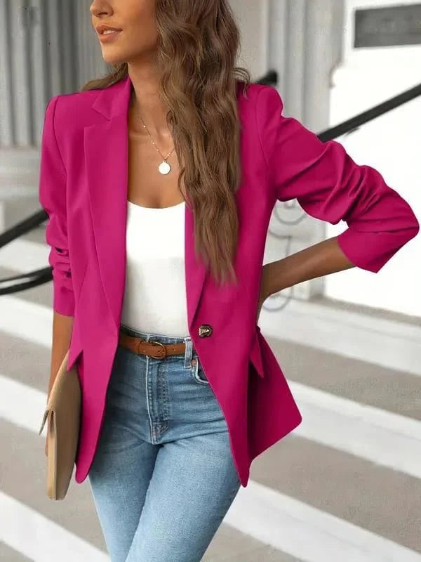 SleekForm – Solid Lapel Collar Office Blazer