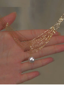 TwinkleTassel – Luxe Gold Pearl Necklace