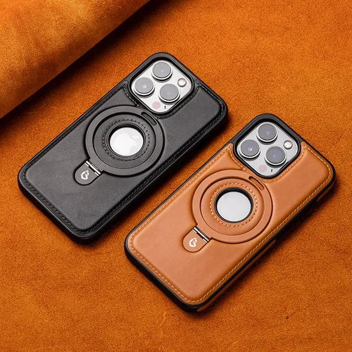 Super Luxury Invisible Stand iPhone Leather Case marnetic