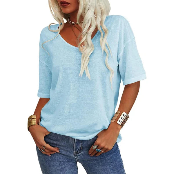EleganTee - Casual V Neck T Shirt for Women