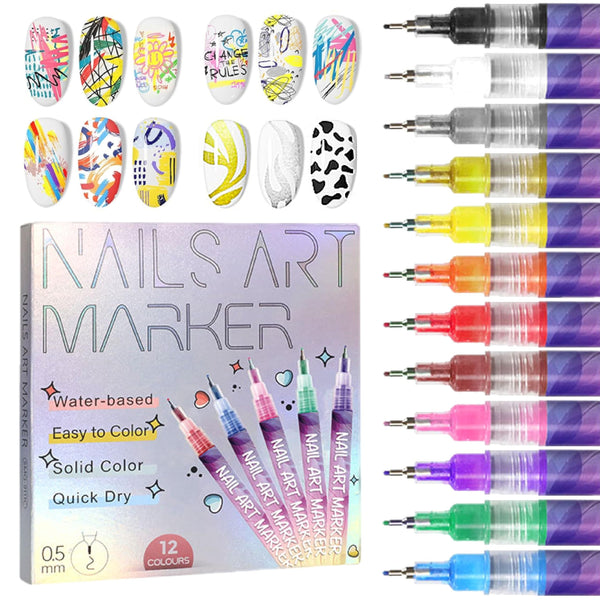12 Colors - Nail Art Pen Set