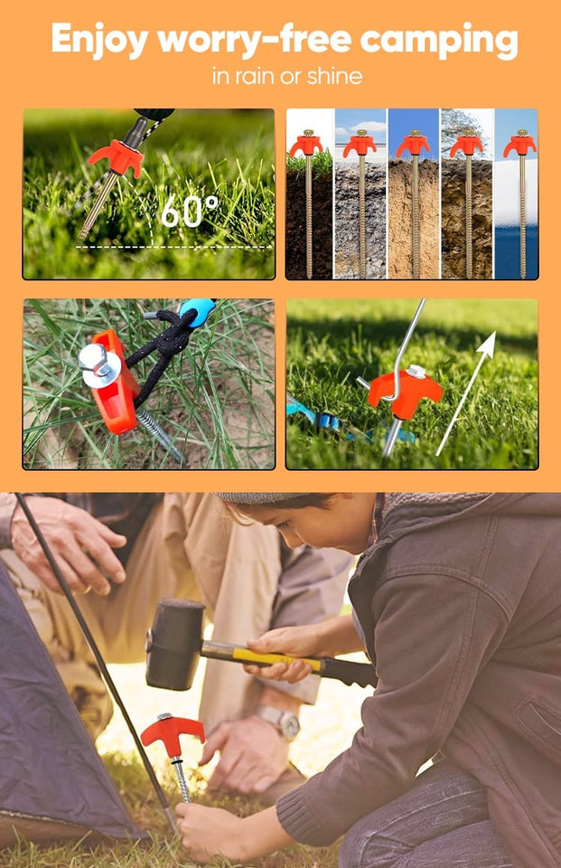 GripLock – Heavy Duty Screw In Tent Stakes