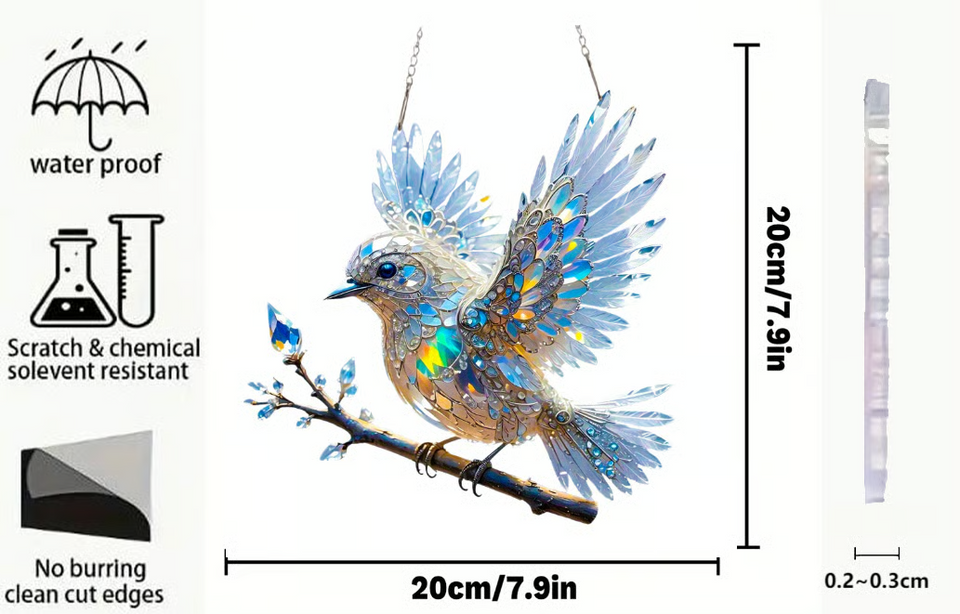 BlueGleam – Crystal Sky Bluebird Art Hanging for Nature Lovers