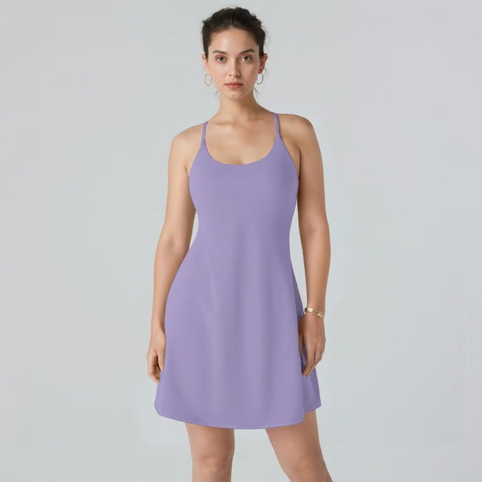 ShapeLuxe – Backless Fitness Dress for Effortless Style & Support