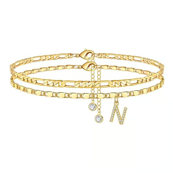 ShineScript – Layered Anklet Bracelets with Letters
