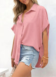CozyCurve – Casual Button Short Sleeve Shirt for Daily Elegance