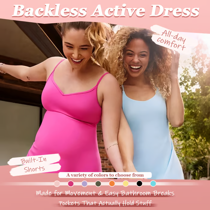 ShapeLuxe – Backless Fitness Dress for Effortless Style & Support