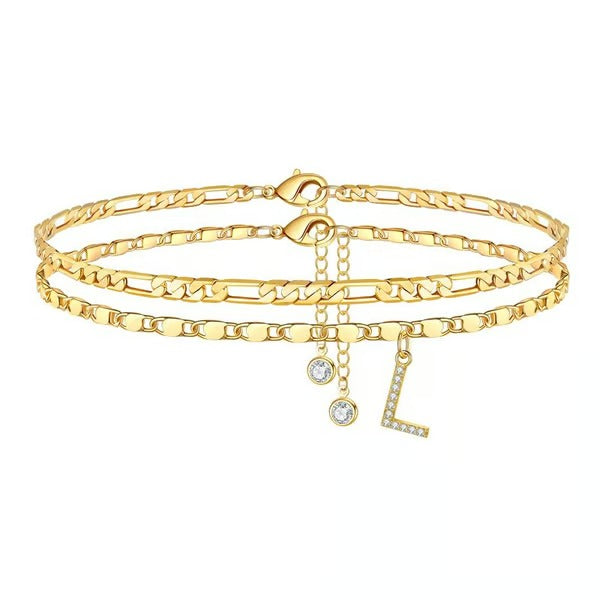 ShineScript – Layered Anklet Bracelets with Letters