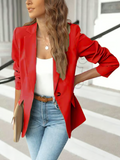 SleekForm – Solid Lapel Collar Office Blazer