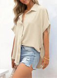 CozyCurve – Casual Button Short Sleeve Shirt for Daily Elegance