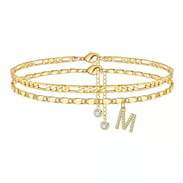 ShineScript – Layered Anklet Bracelets with Letters