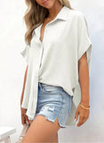 CozyCurve – Casual Button Short Sleeve Shirt for Daily Elegance