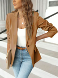 SleekForm – Solid Lapel Collar Office Blazer