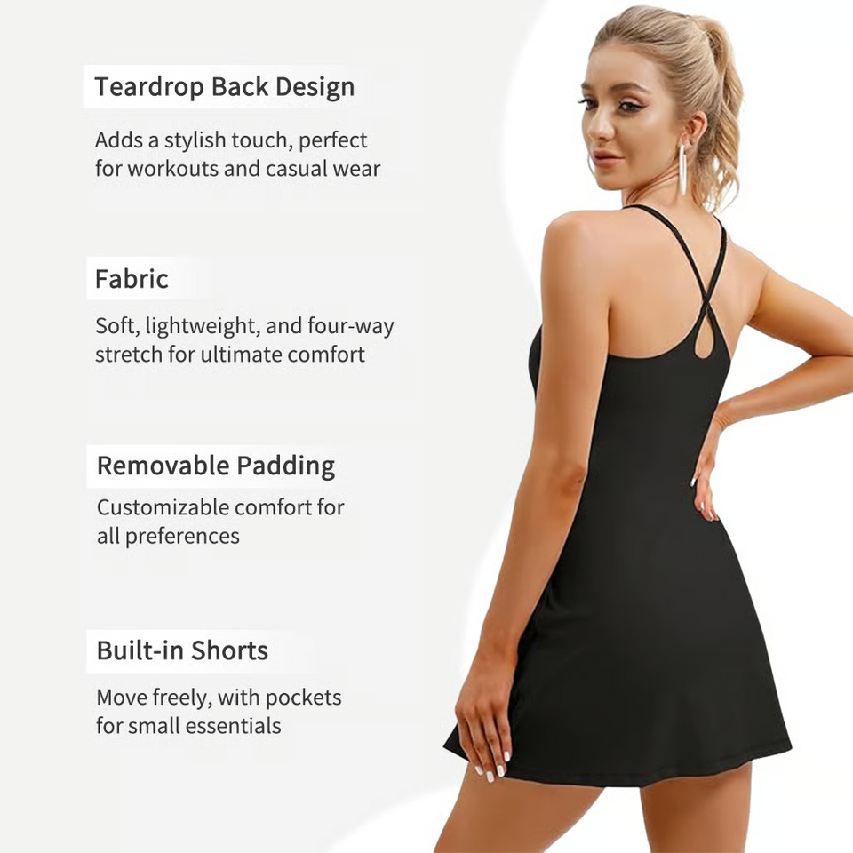ShapeLuxe – Backless Fitness Dress for Effortless Style & Support