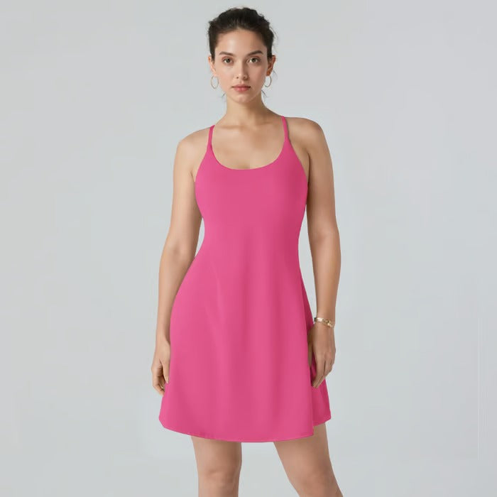 ShapeLuxe – Backless Fitness Dress for Effortless Style & Support