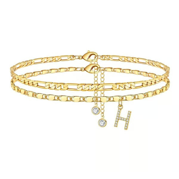 ShineScript – Layered Anklet Bracelets with Letters