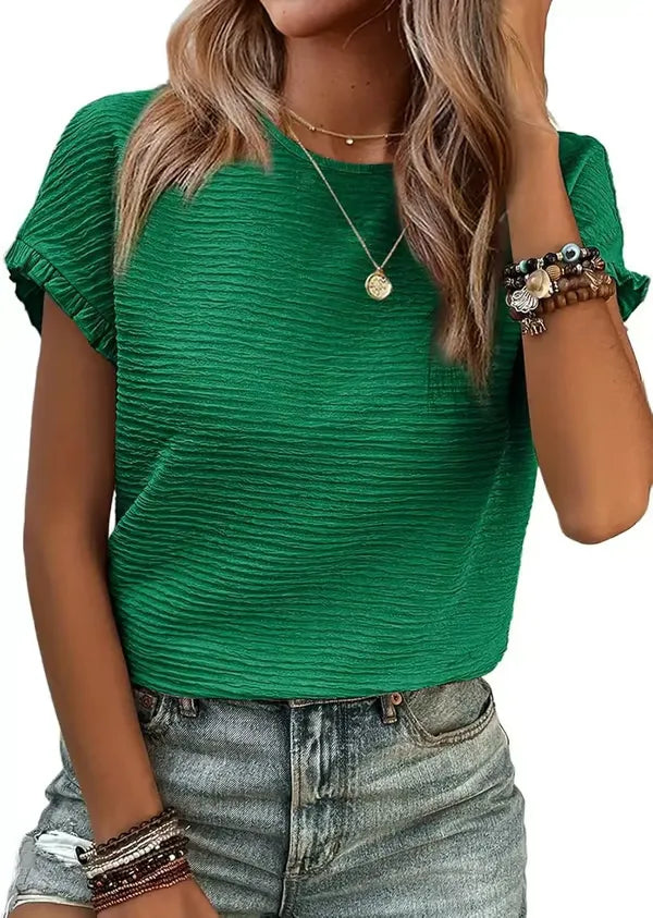 RuffleEase – Textured Summer Blouse