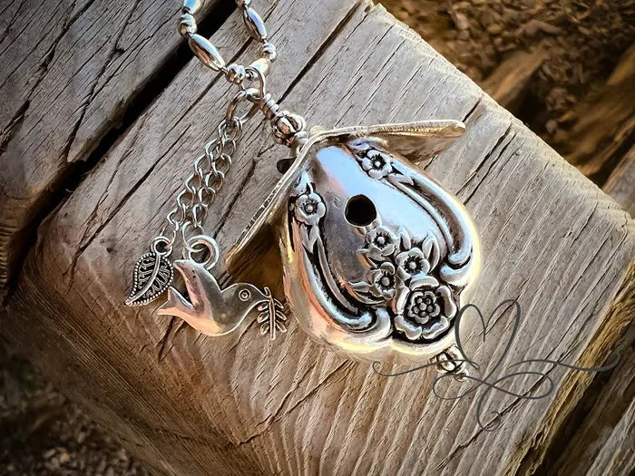 HeirloomHollow – Sterling Silver Birdhouse Necklace