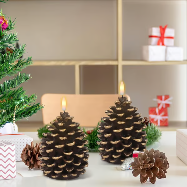 GlowCone – Flameless Pinecone Candle Set