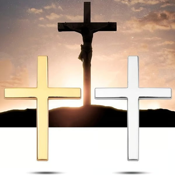 FaithMark – Metal Jesus Cross Emblem Stickers